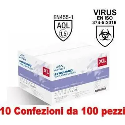 10 Boxes Of 100 Powder-Free Medical Vinyl Gloves – Size Xl 1