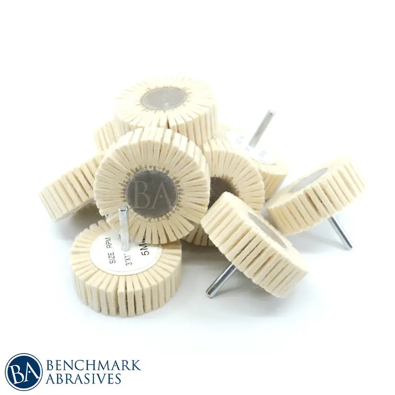3" × 1" Felt Flap Wheel With 1/4" Arbor – 10-Pack 1