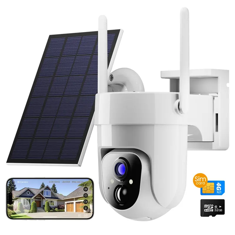 4G Lte Solar Security Camera – No Wi-Fi Required, 2K Hd Outdoor Camera, 360° View, Color Night Vision, Battery + Solar Powered 1