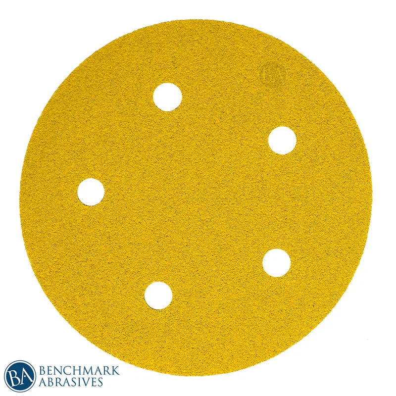 5-Inch Gold Aluminum Oxide Hook & Loop Sanding Discs – 5-Hole Design – 50-Pack 1