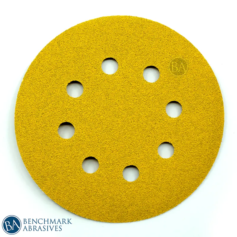 5-Inch Gold Aluminum Oxide Hook & Loop Sanding Discs – 8-Hole Design – 50-Pack 1