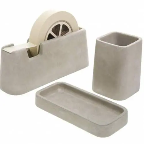 Areaware Minimalist Concrete Desk Organizer Set 1