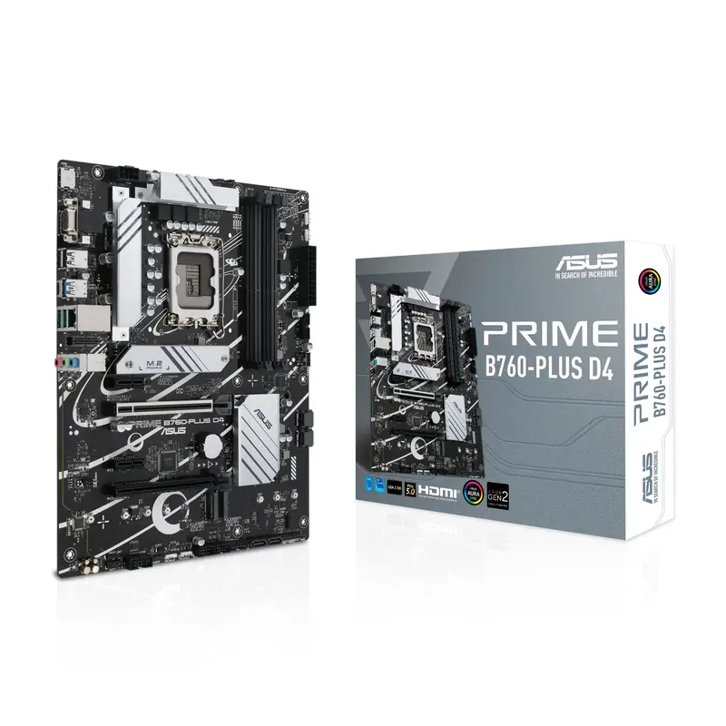 Asus Prime B760-Plus D4 – Intel Lga 1700 Atx Motherboard – Ddr4 Support – Pcie 5.0 & 4.0, 3X M.2 Slots, 2.5Gb Ethernet, Usb 3.2 Gen 2 Type-C, Thunderbolt Usb4, Aura Sync – Black 1