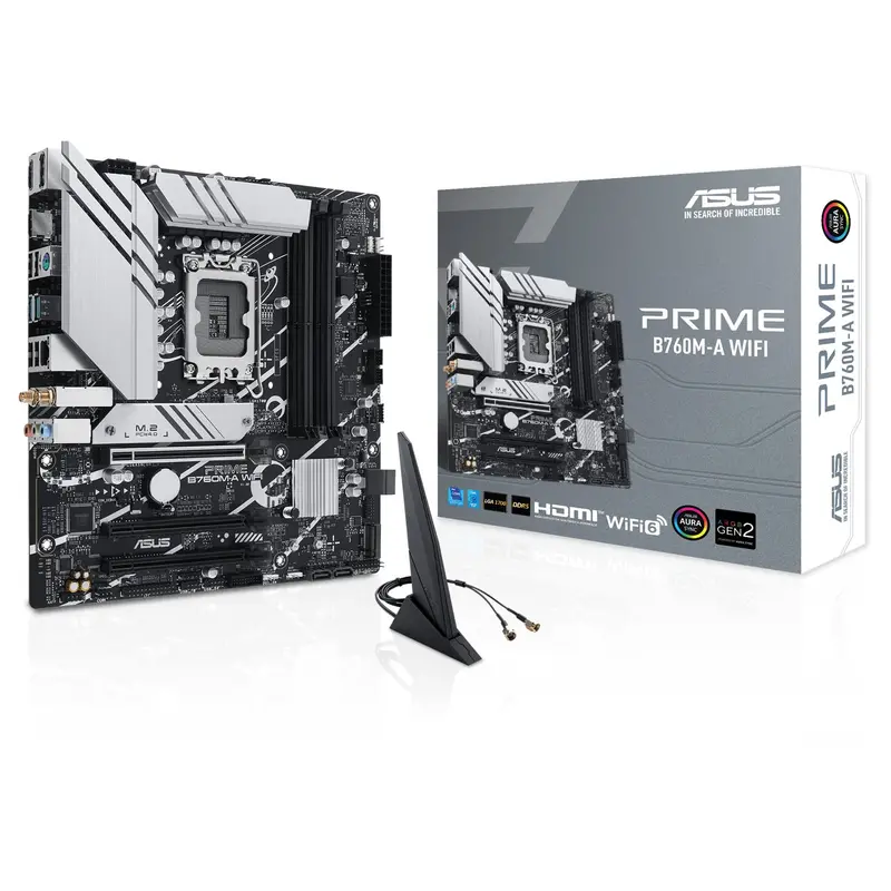 Asus Prime B760M-A Wifi Motherboard For Intel 13Th/12Th Gen Cpus (Lga 1700), Matx, Ddr5, Pcie 5.0, Dual M.2, Wifi 6E, Usb 3.2 Gen 2 Type-C 1