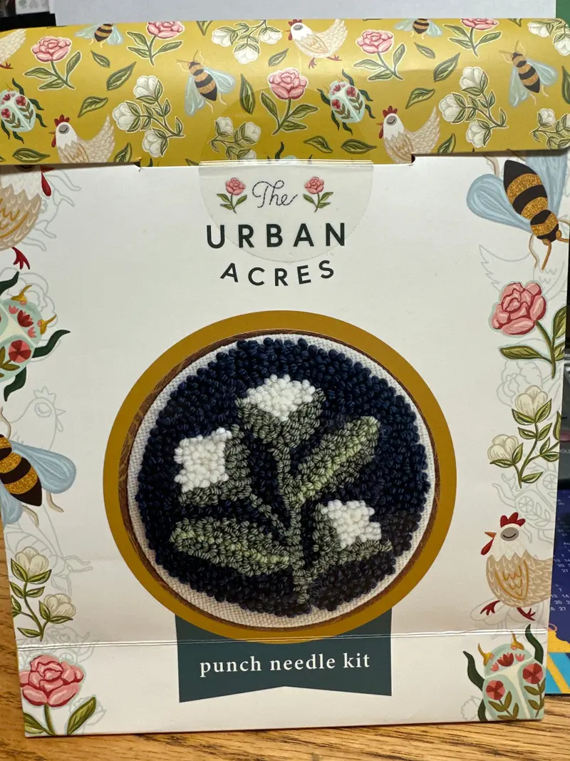 Blue Floral Punch Needle Kit – Artistic Thread Embroidery Collection 1