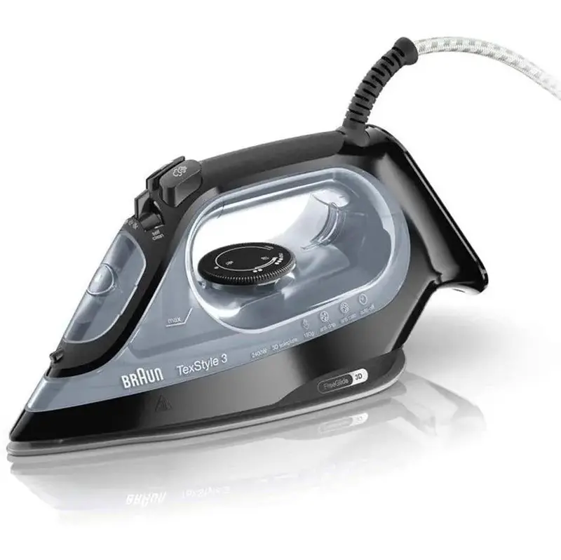 Braun Si3055Bk Texstyle3 Steam Iron – 270Ml Water Tank, 3D Superceramic Soleplate, 2400W Power 1