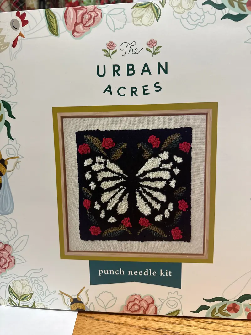 Butterfly-Themed Punch Needle Kit – Large Square Format 1