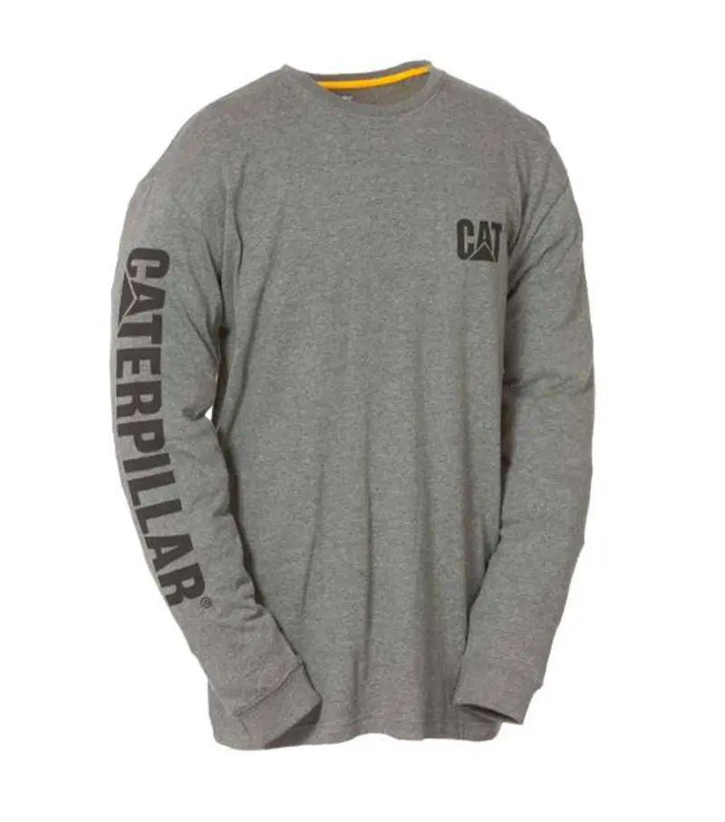 Caterpillar Trademark Banner Dark Grey Long-Sleeve T-Shirt 1