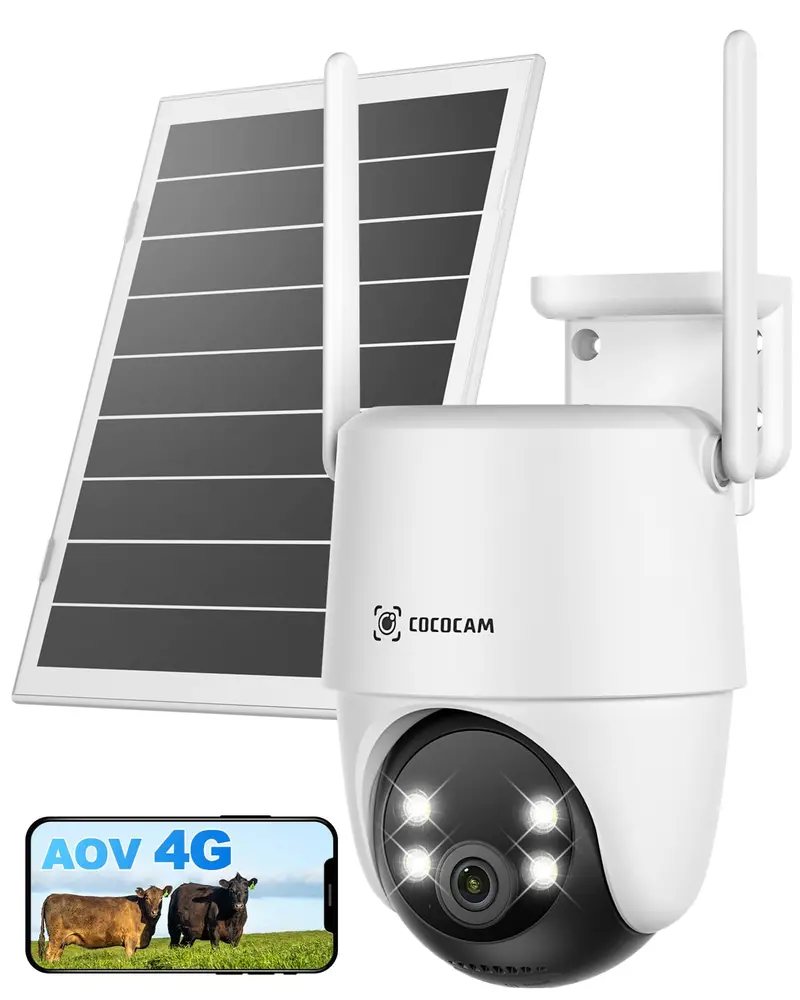 Cococam 4G Lte Outdoor Security Camera – 2K Ptz, 15000Mah Battery + 8W Solar Panel, Ai Tracking, 30M Night Vision & Built-In Esim 1