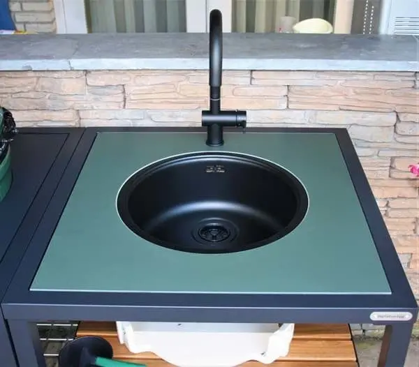 Dekton Feroe Green Countertop Slab With Pre-Cut Sink And Faucet Openings 1
