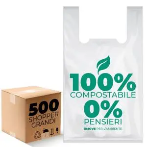 Eco-Friendly Large Biodegradable Shopping Bags – 500 Units, 30 × 60 Cm, 14G Weight – Rmove Brand 1