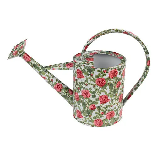 English Rose Watering Can – Galvanized Metal Can With Floral Embellishment 1