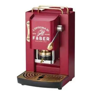 Faber Pro Deluxe Espresso Machine – 44Mm Pod System, Cherry Red Finish With Brass Accents 1