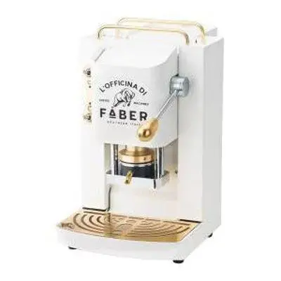 Faber Pro Deluxe Espresso Machine – 44Mm Pod System, Pure White Finish With Brass Details 1