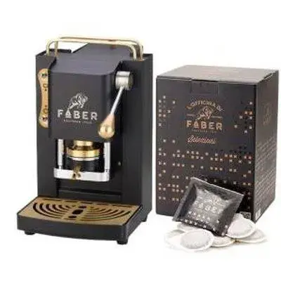 Faber Pro Mini Deluxe Espresso Machine + 50 X 44Mm Capsules – Matte Black Brass Edition 1