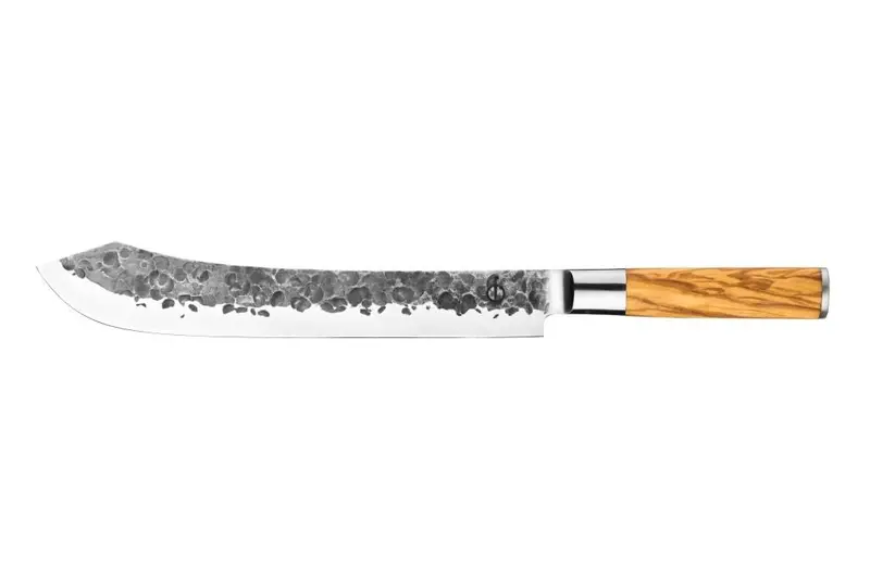 Forged Olive Wood-Handled Butcher Knife 1