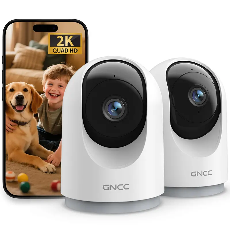 Gncc 2K Indoor Wi-Fi Camera Twin Pack – 3Mp Dual Surveillance Cameras With 360° Rotation, Two-Way Audio & Alexa Compatibility 1