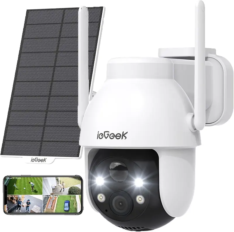 Iegeek 2K Solar-Powered Outdoor Camera – Wireless 360° Ptz, Pir Motion Alerts, Color Night Vision, 2-Way Audio, Ip65 Weatherproof 1