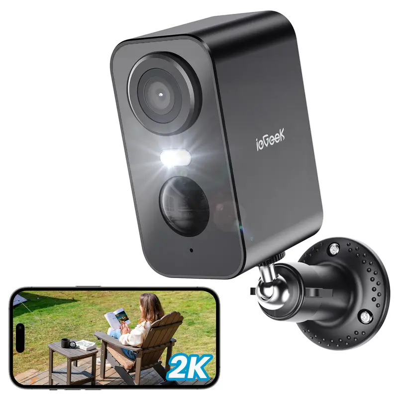 Iegeek Wireless Indoor/Outdoor Wi-Fi Camera – 2K Color Night Vision, Pir Motion Alerts, Two-Way Audio & Ip65 Weather Resistance 1