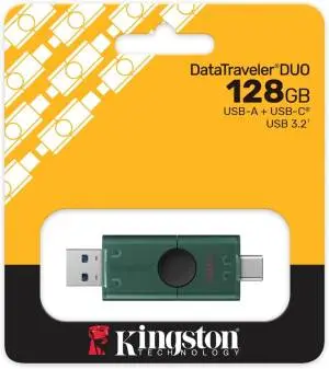 Kingston Datatraveler Dual Usb-A + Usb-C 3.2 Flash Drive – 128Gb, Black & Green Design (Dtdeg2/128Gb) 1