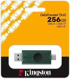 Kingston Datatraveler Dual Usb-A + Usb-C 3.2 Flash Drive – 256Gb, Black & Green Housing (Dtdeg2/256Gb) 1