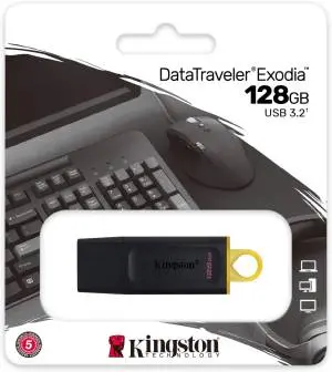Kingston Datatraveler Max Usb-A 3.2 Flash Drive – 128Gb, Black & Yellow 1