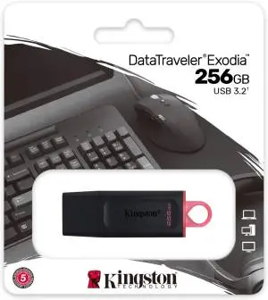 Kingston Datatraveler Max Usb-A 3.2 Flash Drive, 256Gb, Black & Pink 1
