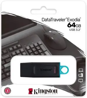 Kingston Datatraveler Max Usb-A 3.2 Flash Drive – 64Gb, Black & Sky Blue 1
