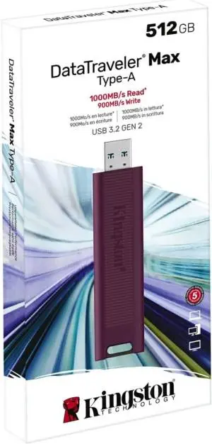 Kingston Datatraveler Max Usb-A 3.2 Gen 2 Flash Drive – 512Gb, Merlot Red Finish (Dtmaxa/512Gb) 1