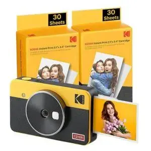 Kodak Mini Shot 2 Retro Instant Camera – Built-In Printer, 60 Sheets Included, Yellow 1