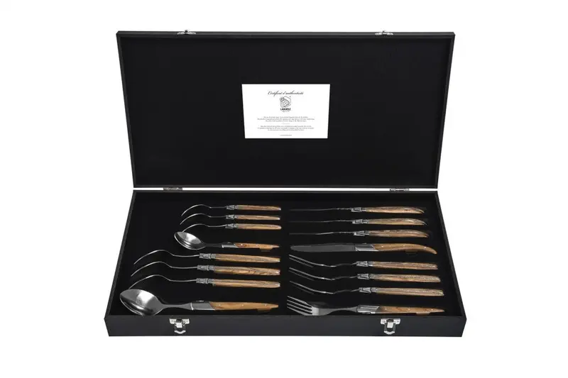 Laguiole Luxury 16-Piece Cutlery Set – Olive Wood Handles 1
