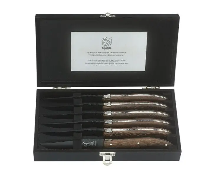 Laguiole Luxury Line Steak Knives – Wenge Wood Handle, Black Finish 1