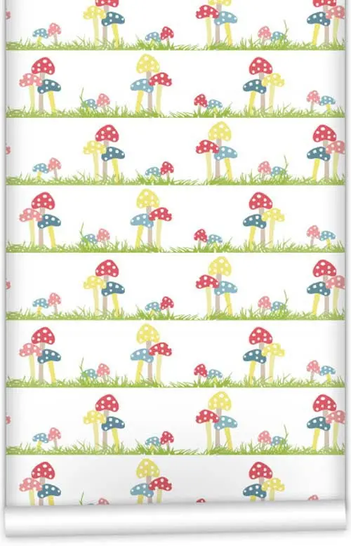 'Lazy Summer Toadstools' Wallpaper Roll – 61.5 Cm × 10 M, Nature-Themed Botanical Print 1