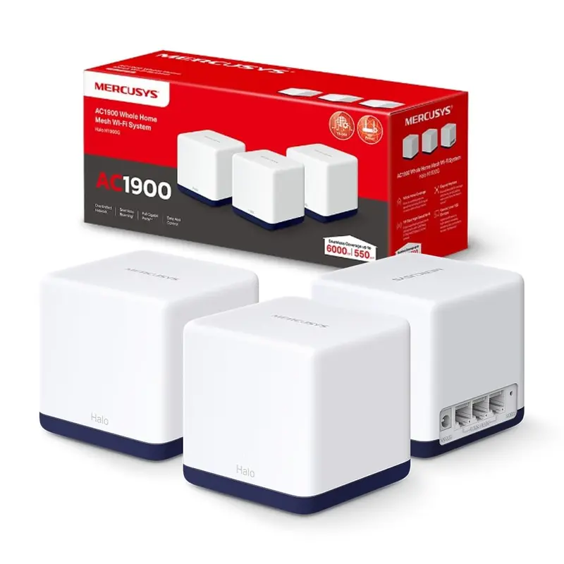 Mercusys Halo H1900G Mesh Wifi System (3-Pack) – Dual-Band Ac1900 Router Set Covering Up To 550 M², Gigabit Ethernet, Ap/Router Modes & Parental Controls 1