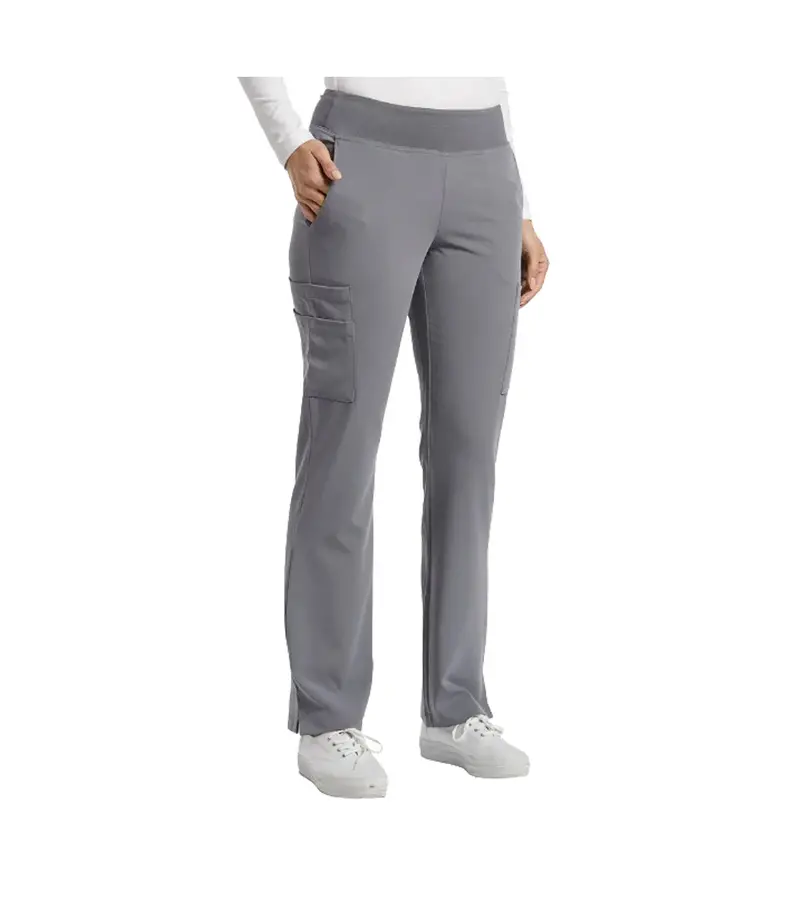 Metallic Grey Yoga-Style Uniform Pant – White Cross 1