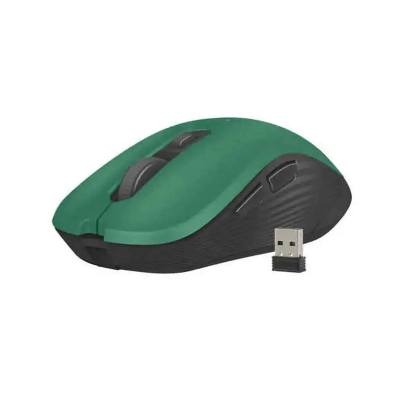 Natec Robin Wireless Optical Mouse – 1600 Dpi, Ergonomic Green Design, Usb Nano Receiver 1