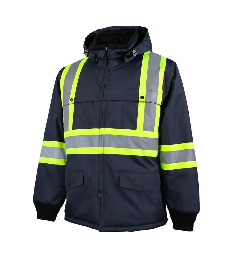 Navy Work Jacket With 4-Inch Reflective Trim – Blazer 1