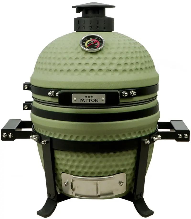 Patton Premium 13-Inch Kamado Grill – Olive Green Ceramic Bbq 1