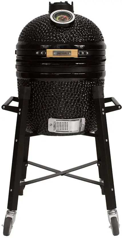 Patton Premium 15-Inch Kamado Grill With Stand – Black Ceramic Bbq Set 1
