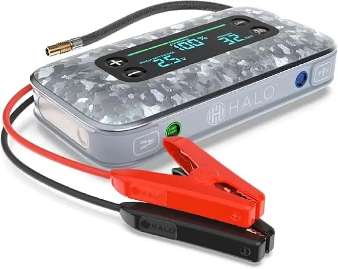 Portable Car Jump Starter & Air Compressor – Emergency Power Pack With Led Light (Silver) 1