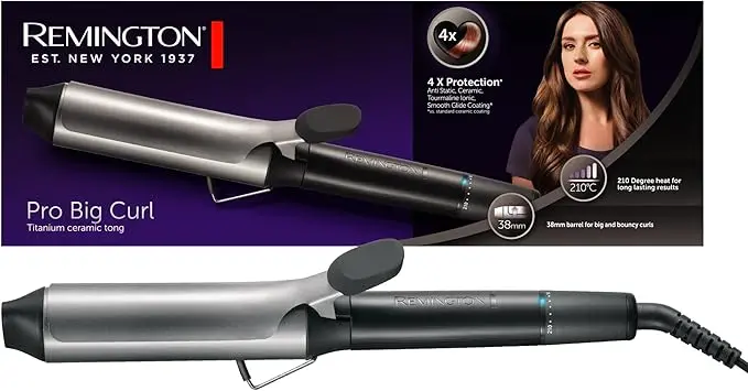 Remington Ci5538 Big Curl Waver – 38Mm Ceramic-Tourmaline Barrel With Digital Temperature Control Up To 210°C 1