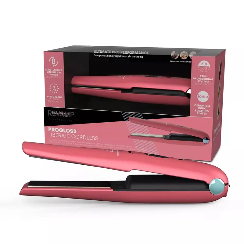 Revamp Progloss Cordless Ceramic Hair Straightener – Compact, Rose Pink, New Release 1