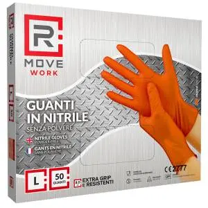 Rmove Orange Nitrile Work Gloves – Powder-Free, 8.0G, Large Size, Pack Of 50 1