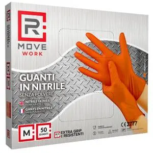Rmove Orange Nitrile Work Gloves – Powder-Free, 8.0G, Medium Size, Pack Of 50 1