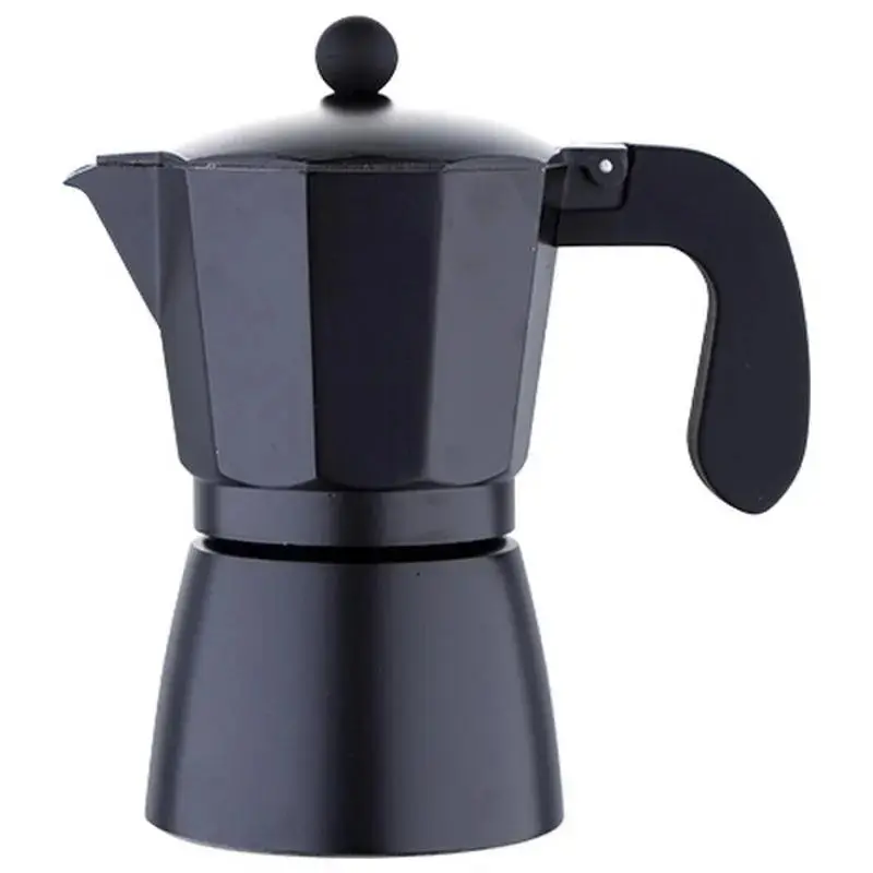 San Ignacio Florencia Aluminum Moka Pot – 6-Cup Stovetop Espresso Maker, Matte Black Finish 1