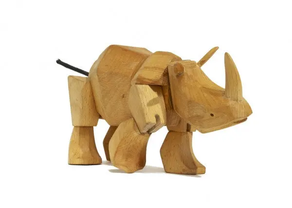 Simus The Rhino – Artisan Wooden Animal By Areaware 1