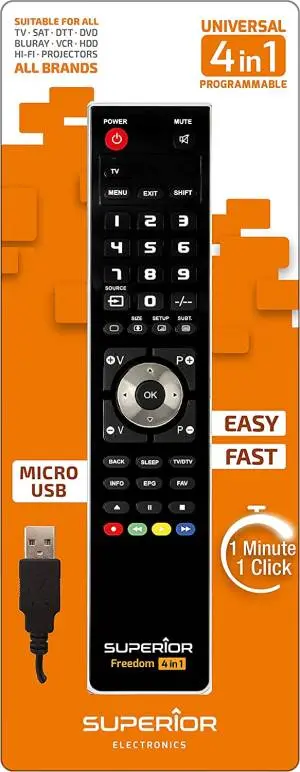 Superior Freedom 4-In-1 Universal Remote – Micro-Usb Powered 1