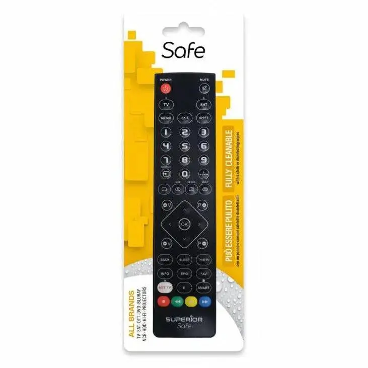 Superior Universal Slim Remote Control — Washable, 2-In-1 Safe Design, Matte Black 1
