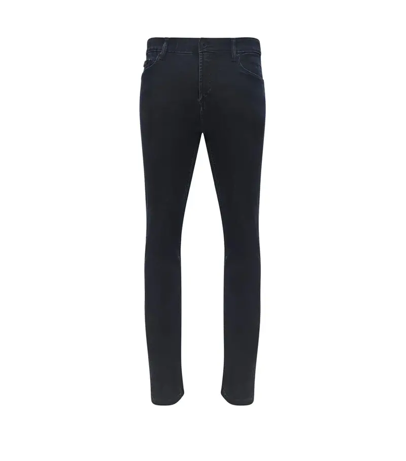 Task Men’S Dark Blue Slim-Fit Knit Denim Jeans 1