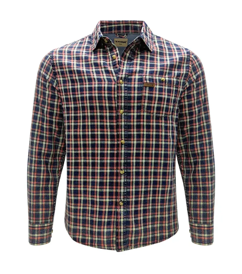Task Retro Orange Plaid Shirt For Men 1